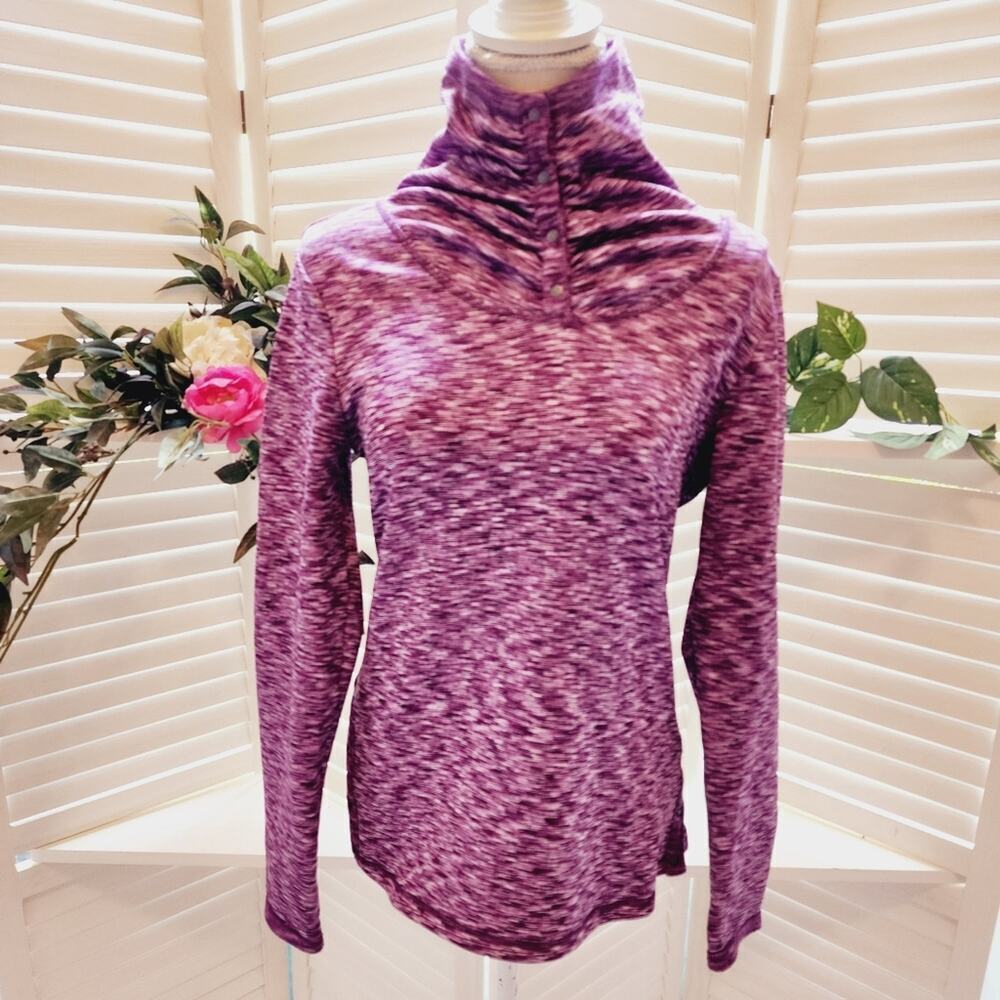 ATHLETA PINK PULLOVER SWEATSHIRT SNAP SIDES SIZE MED